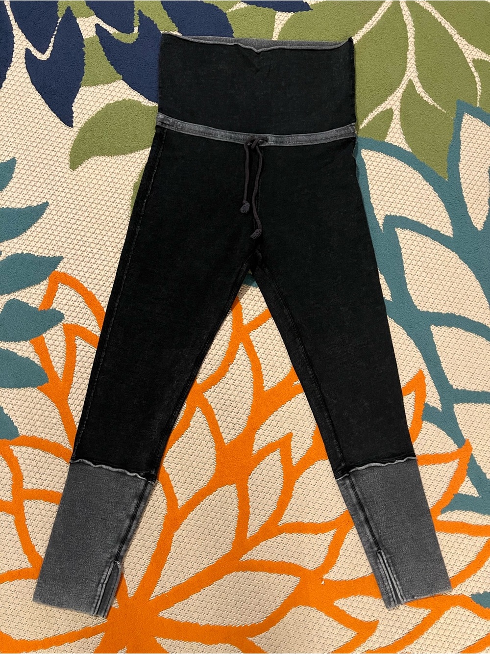 FP Movement by Free People Black High-Waist Leggings with Gray Ankle Panels